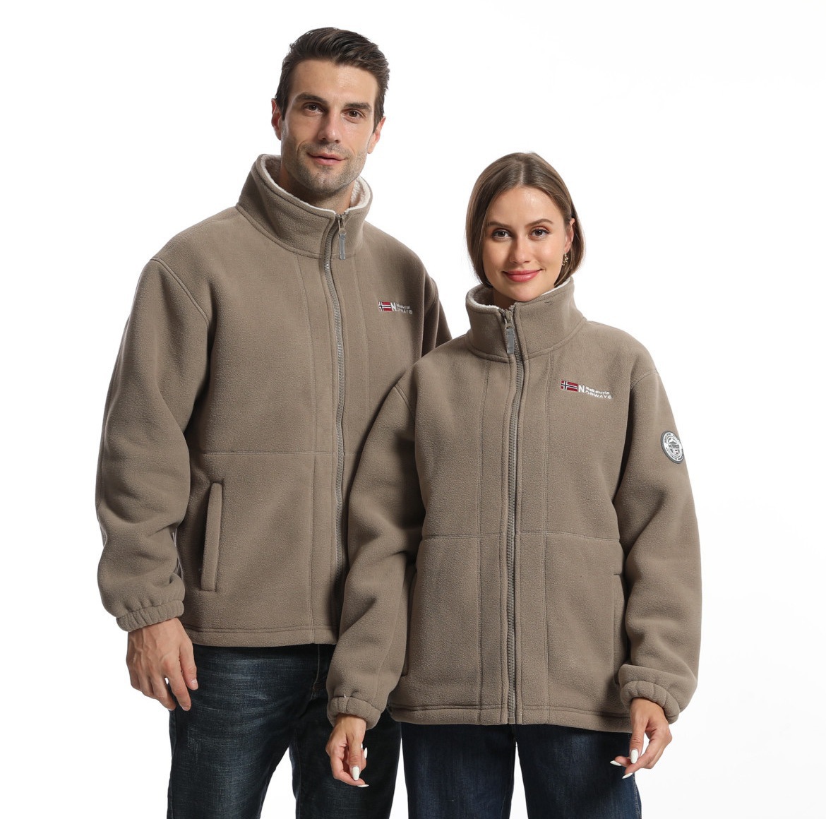 2026 Cold resistant Fleece Lined Thickened Sweatshirt Foreign Trade Men's Warm Stand Collar Jacket for Autumn and Winter