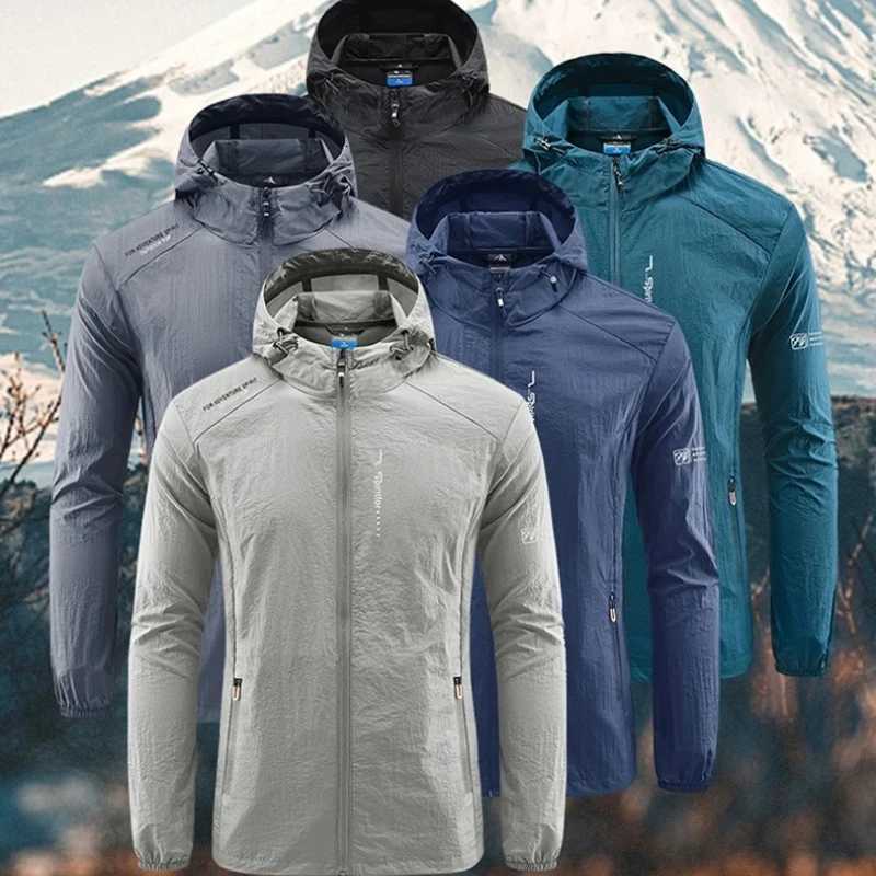 Outdoor Jackets Hoodies UPF50+ Summer Outdoor Quick Dry Sun-Protective Thin Jacket Men Hiking Fishing Cycling Hooded Gym Sport Ultra Light Windbreak