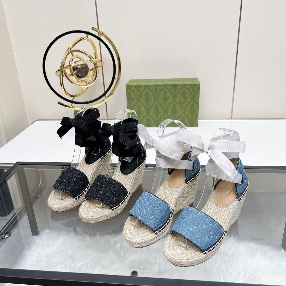 open toe sandal slipper Summer heel Classis Canvas Wedge Metal logo sandale luxury Sexy Designer dress shoe Top quality women Party High heeled Vaca