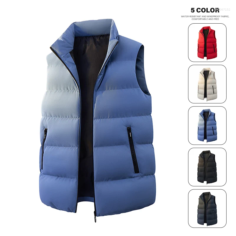 Unisex Stand Collar Puffer Men Vests Autumn Winter Warm Thick Padded Sleeveless Jacket Plus Size 7XL 8XL Waistcoat Clothing
