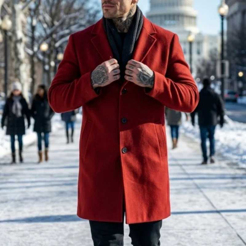 Mens Autumn/Winter Casual Jacket Single-Breasted Suit Jacket Mid-Length Streetwear and Outdoor Wear Men's Winter Jacket X261008