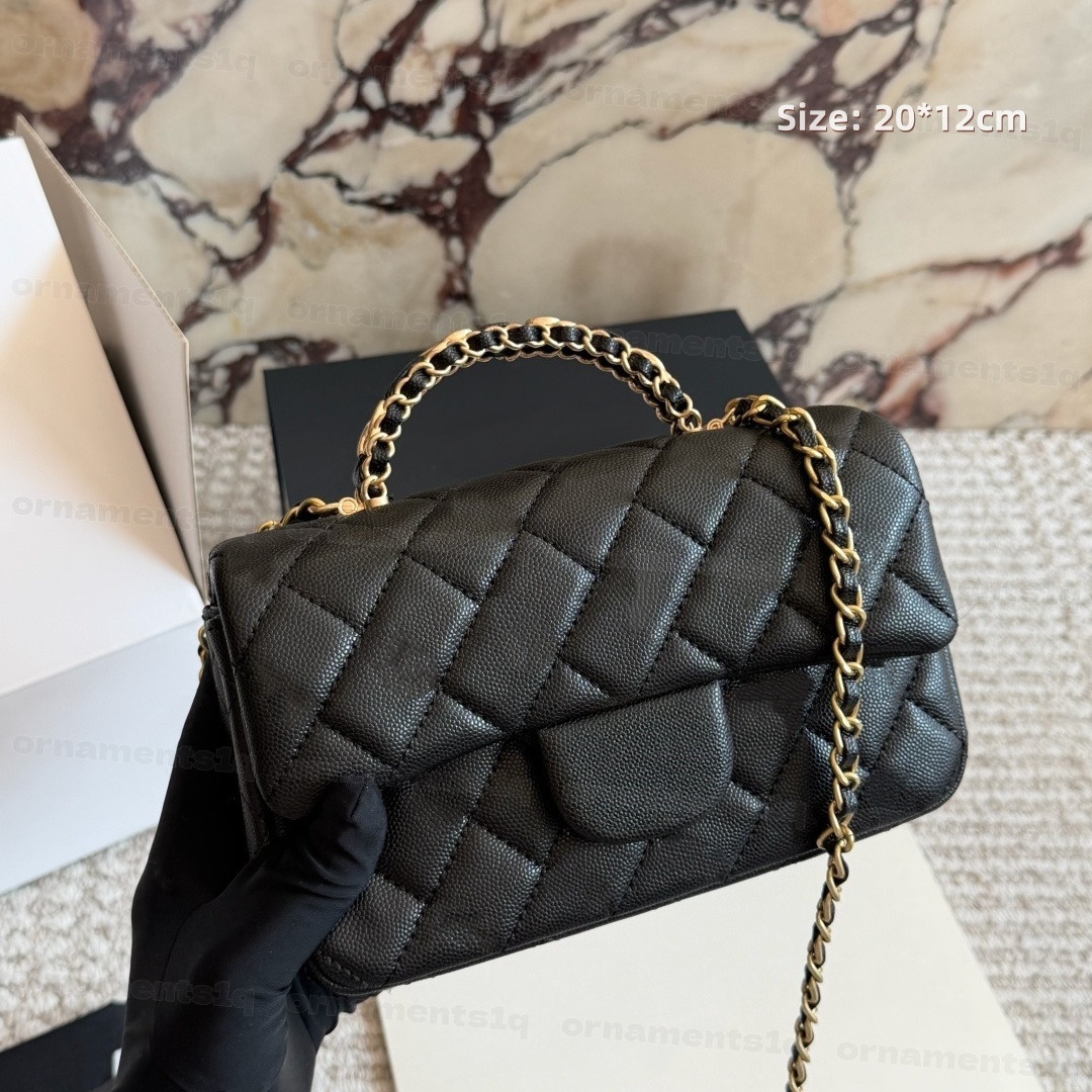 Women Quilted Leather Handbag with Chain Top Handle, Classic Flap Crossbody Shoulder Bag, Luxury Designer Style Mini Purse for Daily Party