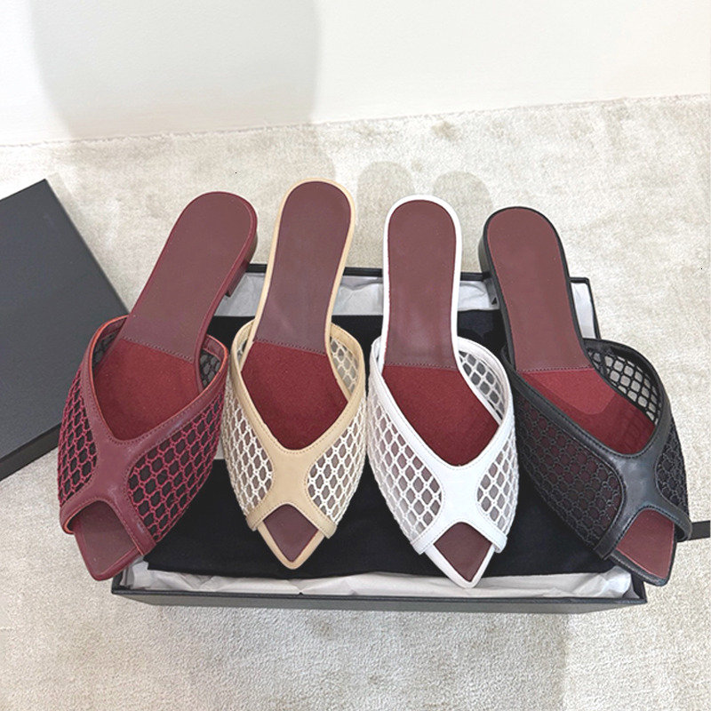 Avec boîte Designer Talons Mesh Mules Femmes Sandales Bloc De Verre Transparent Talons Pantoufles Diapositives En Cuir Bureau D'été Dames Robe Ch
