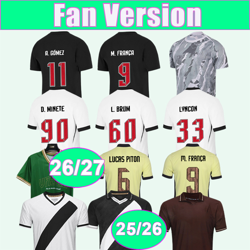 22 26 Vasco Da Gama Maillots de football pour hommes DAVID JAIR PAYET ESTRELLA ADSON LUCAS PITON PAULINHO Home Away 3ème Commémorer les uniformes