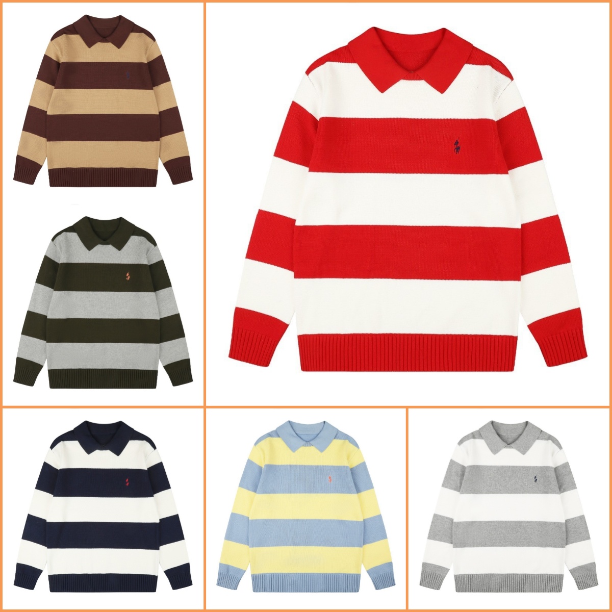 Men's Sweater Luxury Brand Embroidery Knitted Fashionable Striped Knitted Long Sleeve Shirt Versatile Casual Loose Fit Pullover