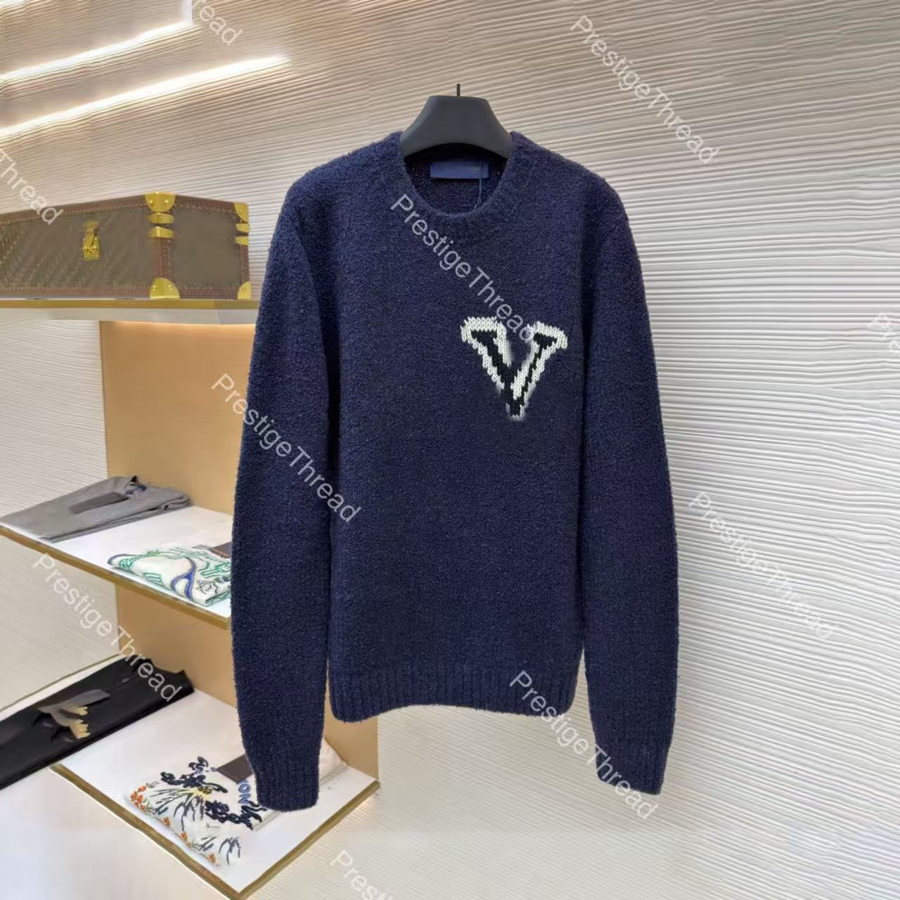 Designer High-Quality Men's Sweaters Double-Sided Jacquard Letter Crewneck Pullover Knit Sweater