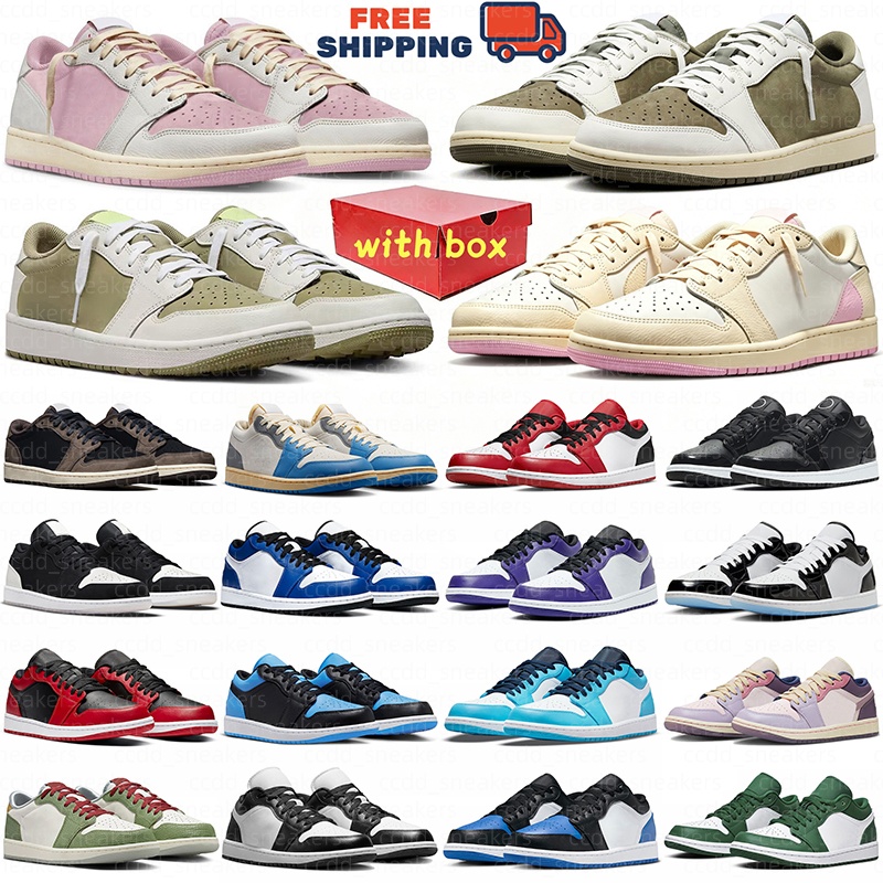 Free Shipping With Box low 1 1s Designer shoes women mens trainers Low Fragment Reverse Mocha Black Phantom Velvet Brown Military Blue Panda spor
