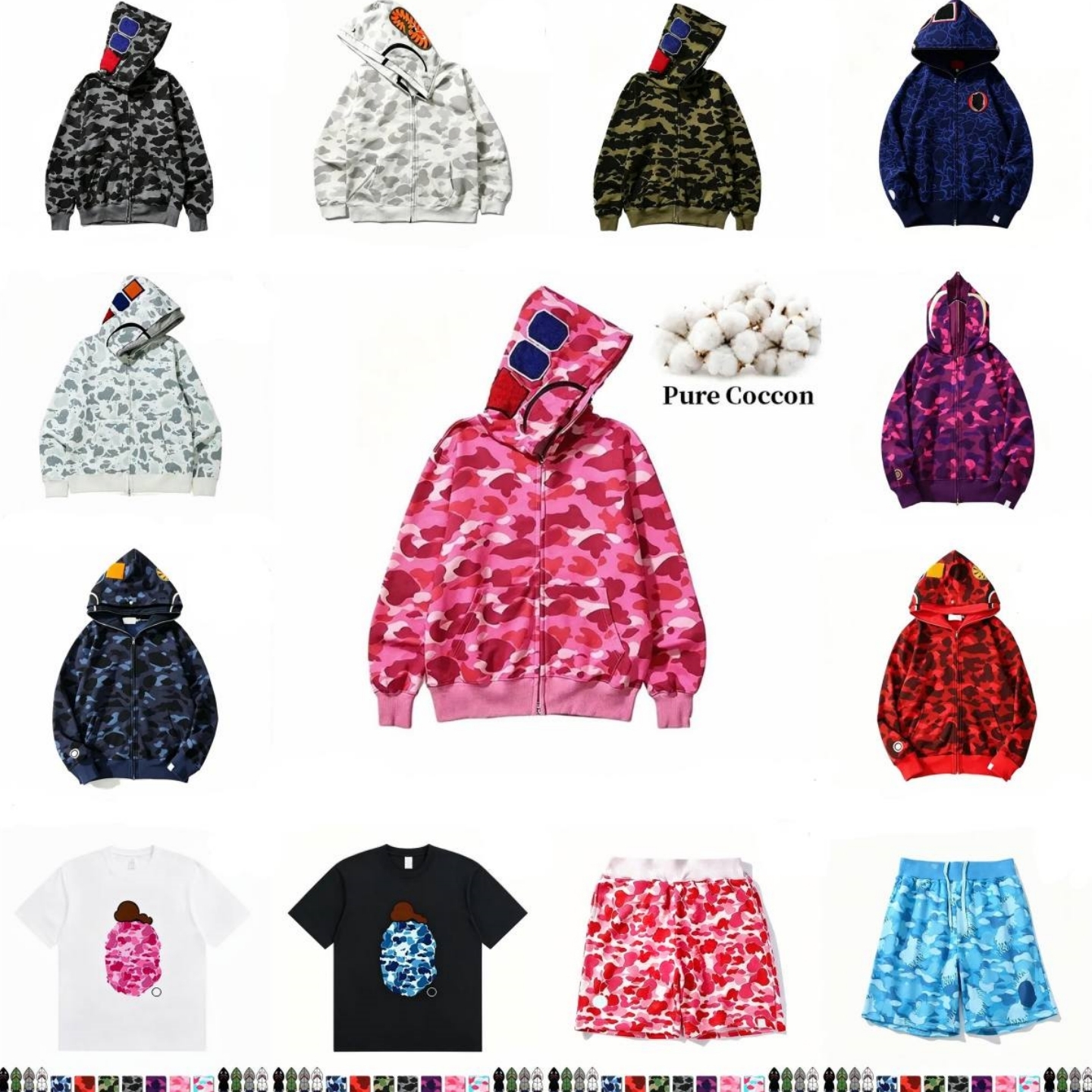 Mens Hoodies Designer Clothes Full Zip Up Hoodie Men Camouflage Graphic Cotton Jacket Hoody Hooded Sweahirt Women Sweater Long Sleeve Sweahir T shir
