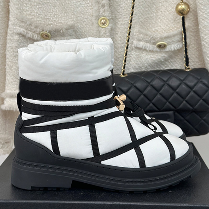 Classic Designer Snow Boots Womans Modern Modern White Waterproof Down Cloth Black Elastic Band Shoes Uppe Short Boots Womens Outdoor Warm Wearing A