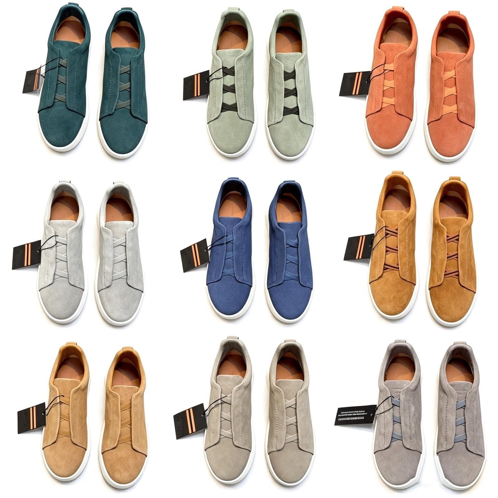 2026ss New Triple stitch brown mens sneakers Summer tennis Fashion Retro moccasin Designer trainer run Suede 10a men loafers golf luxury casual shoe