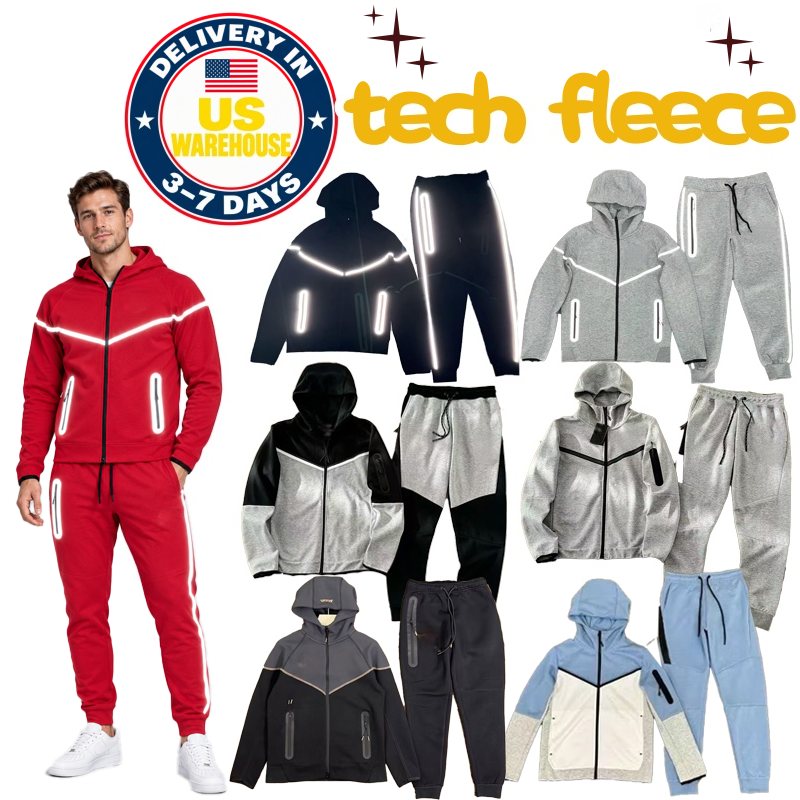 Designer TechFleece Tracksuit Reflective luminous tracksuit nocta tech fleece Thermal set Breathable Sportswear Gym Training Fitness Designer Sweats