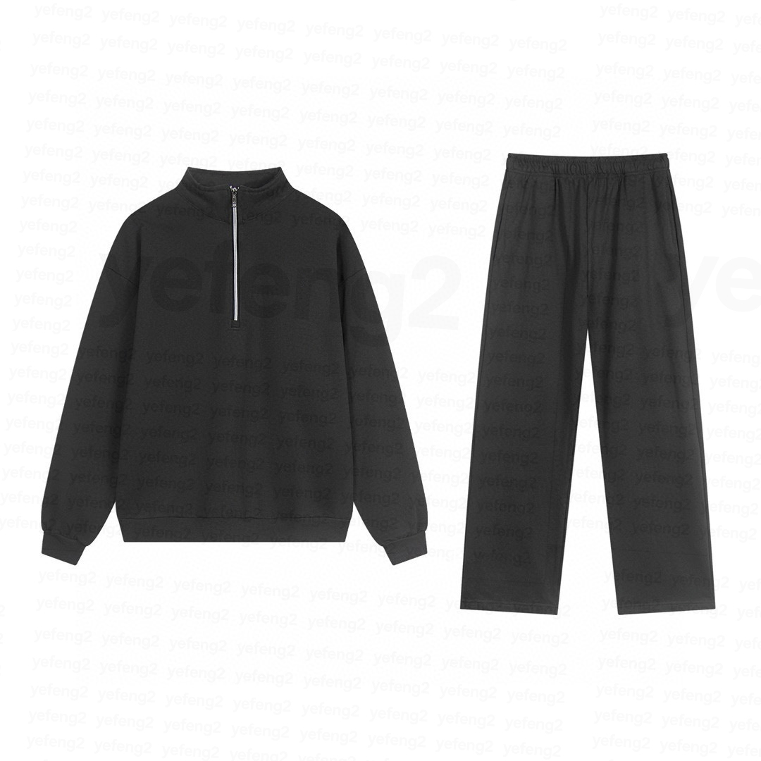 Ensemble de survêtement pour hommes, sweat-shirt à demi-fermeture éclair, patch argenté classique, Streetwear, épaules tombantes, vêtements de dé