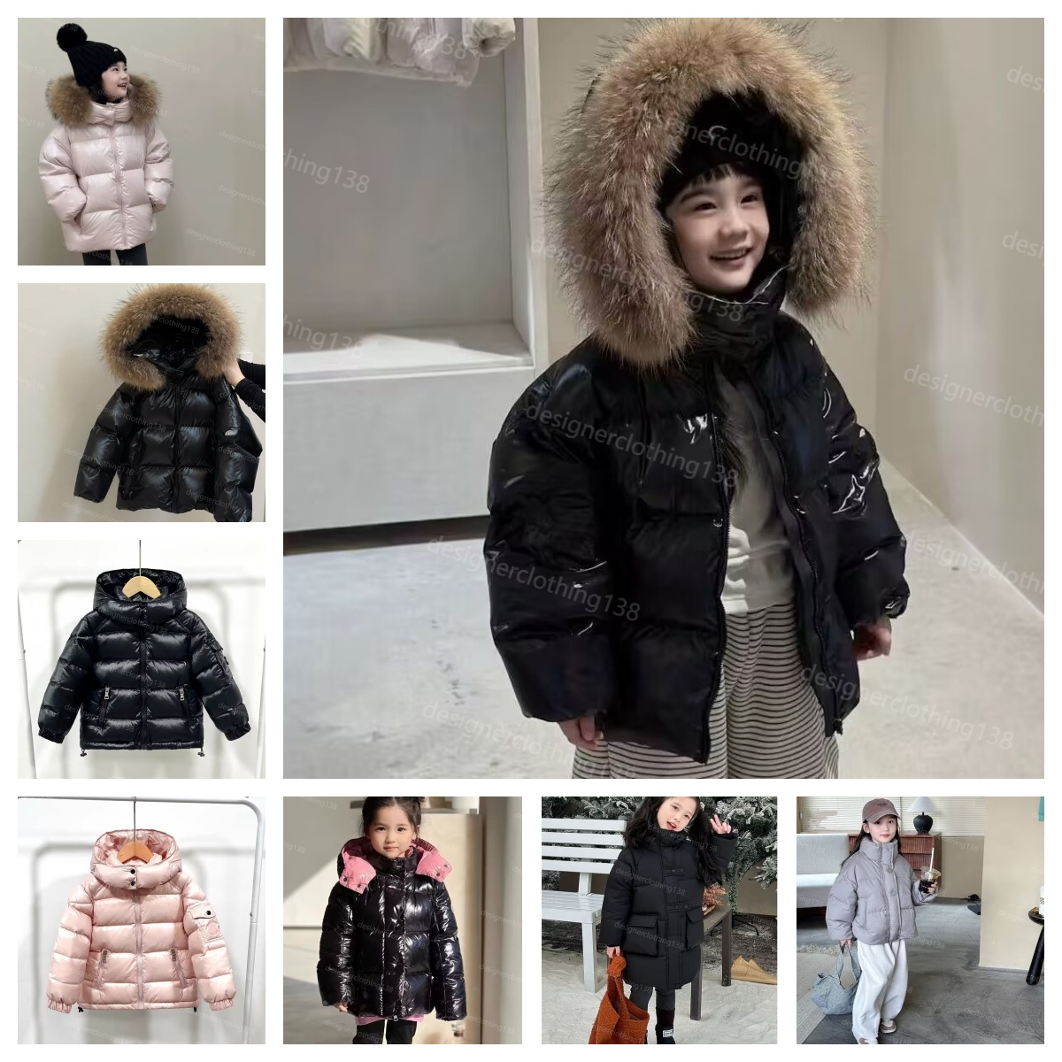 Designer Kids Down Jacket, Boys Girls Warm Thick Winter Outerwear, Windproof Lightweight Kids Down Coat A9