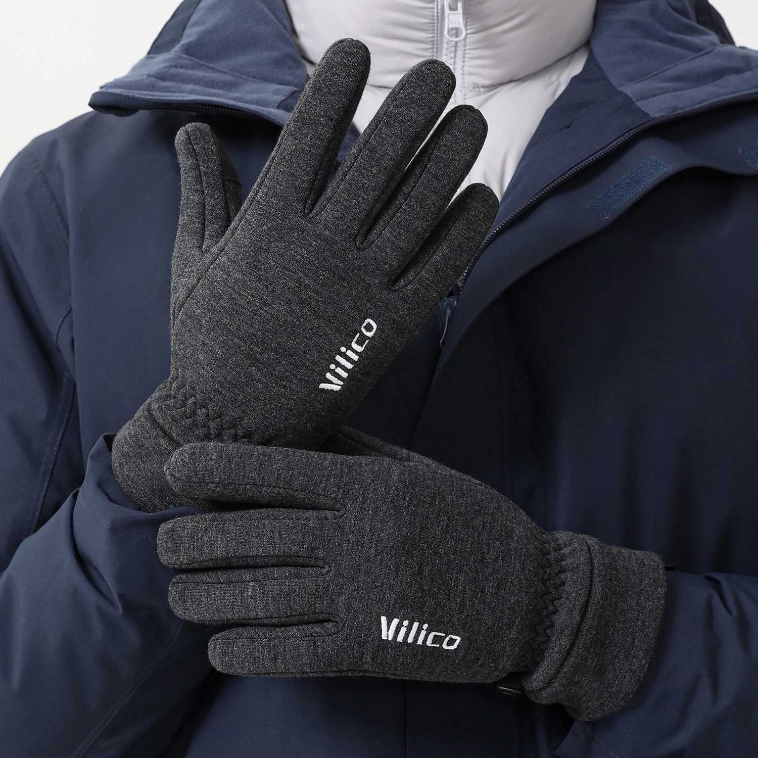 Sports Gloves Unisex Warm Fleece Cycling Gloves Touchscreen Compatible Anti-Slip Bicycle Riding Mitts for Men And Women Mountain Hiking Q261008