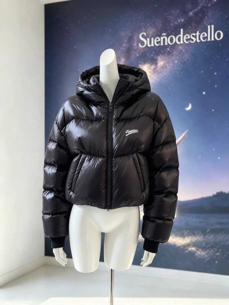 Parkas Women's Y2K Down Streetwear Zip Up Hooded Quilted Puffer Parka Unisex Oversized Graphic Print Thick Warm Winter Casual Outerwear Coat J2