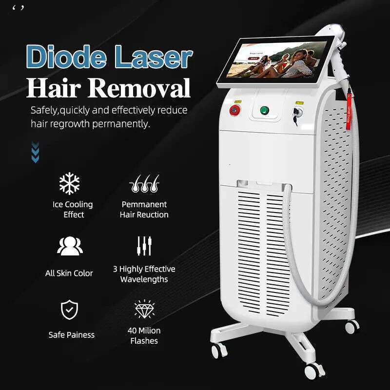 3000W High Power Ice Cooling System 808Nm Diode Laser Hair Removal And Skin Rejuvenation Machine With 3 Wavelengths 755Nm 808Nm 1064Nm