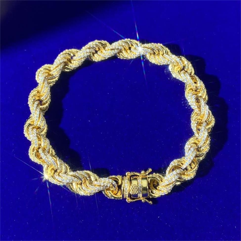 High Quality S925 Silver Rope Chain VVS D Color Moissanite Iced Tennis Necklace Hop Cuban Link Fine Religious Style Chains