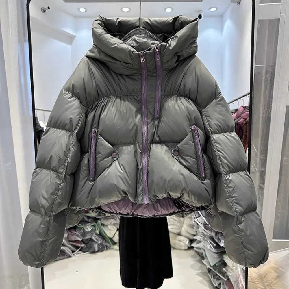 Down Parkas Women's Down Jacket Autumn Winter Women Puffy Coat Vintage Long Sleeve Hooded Parkas Female Casual Thicken Warm Down Jackets J26100