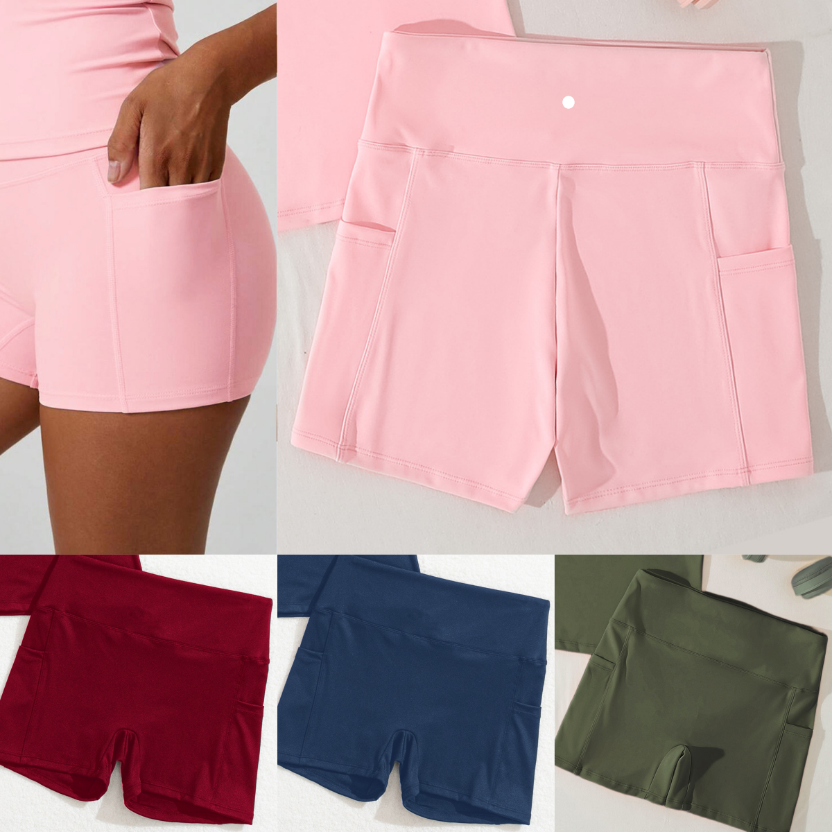 L6660 Women's Two-Piece Shorts Quick-Dry Shorts with Pockets Fitness Outdoor Running and Yoga Wear