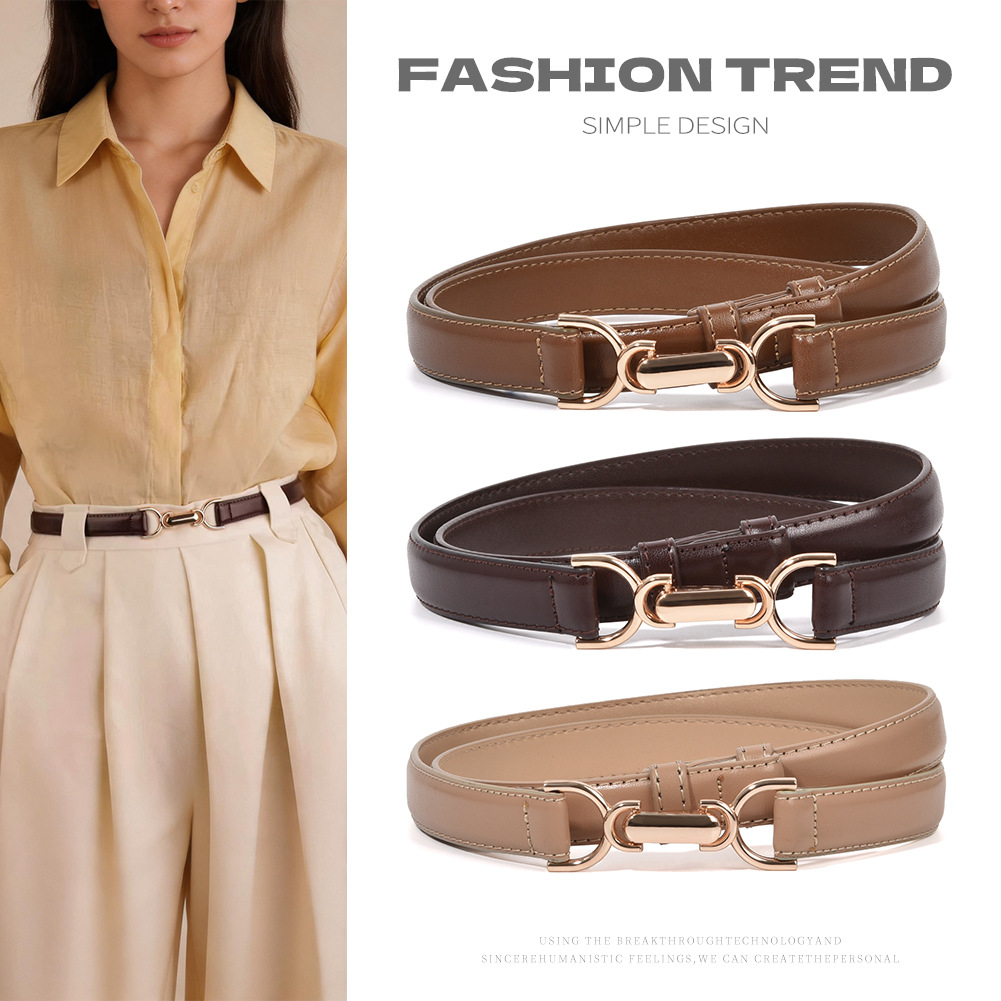 Ceinture fine en cuir fendu de vache pour femmes, Design minimaliste, sangle de taille pour robe, pantalons décontractés, vente en gros
