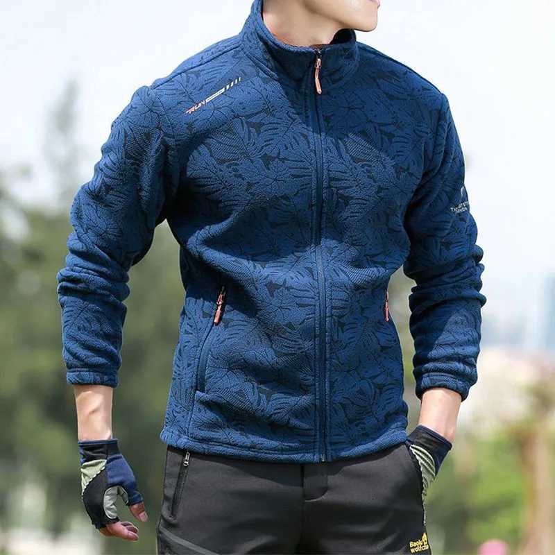 Autumn Winter New Men Polar Fleece Coats Outdoor Fashion Stand Collar Printing Pockets Zipper Thicken Warm Cardigan Jackets Tops X261008