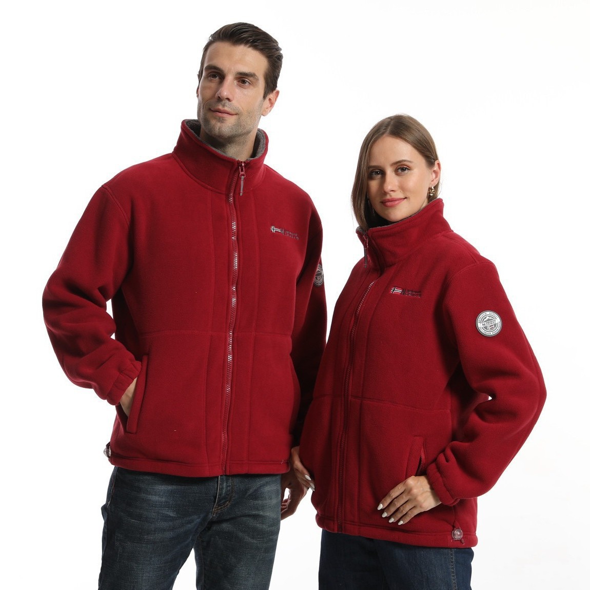 2026 new Cold resistant Fleece Lined Thickened Sweatshirt Foreign Trade Men's Warm Stand Collar Jacket for Autumn and Winter