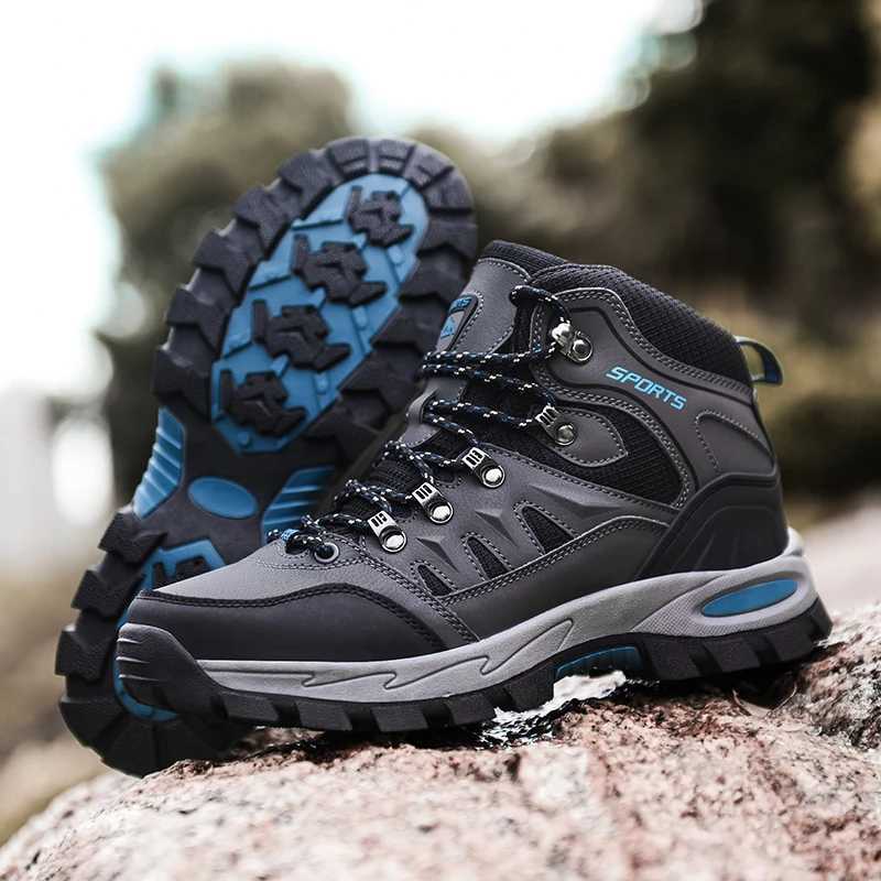 Outdoor Shoes Sandals Men Hiking Shoes Leather Non Slip Lace Up Couple Winter Warm Work Boots High Top Outdoor Wear-resistant Walking Climbing Boots