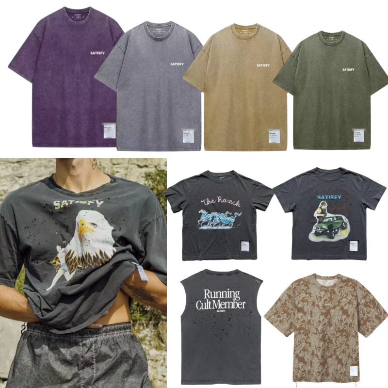 T 5 Running MothTech Satisfy Mens 5 Shirts Loose Fit Round Neck Short Sleeve Shirt Scorpion Print High Street Casual Summer Tops Punching holes maki
