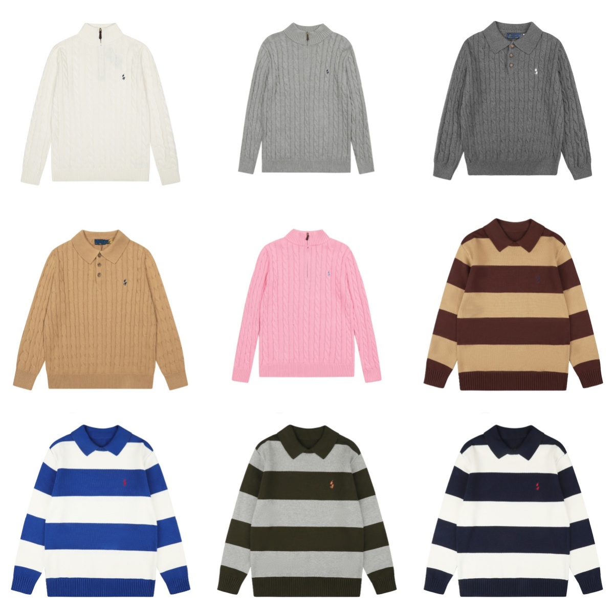 Fashion Half Zipper Sweater Men's Winter Warmth New Exquisite Jacquard Design Luxury Brand Pony Embroidery Knitted Pullover
