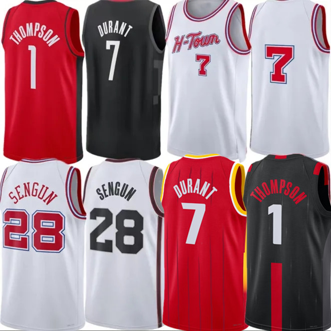 Maillots de basket-ball personnalisés Kevinn Durant Rocket pour hommes et enfants - Gilet de basket-ball City cousu - Maillot de sport pour jeune