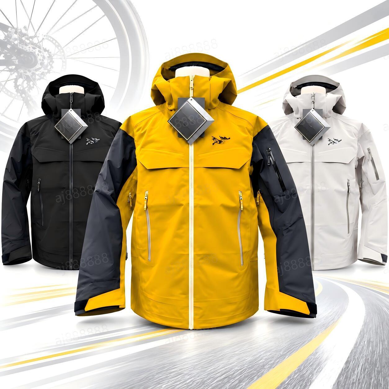 Arcteryxially Unisex Outdoor Waterproof Windproof Hooded Hiking Jacket Lightweight Breathable Full Zip Windbreaker for Camping Trekking Cycling