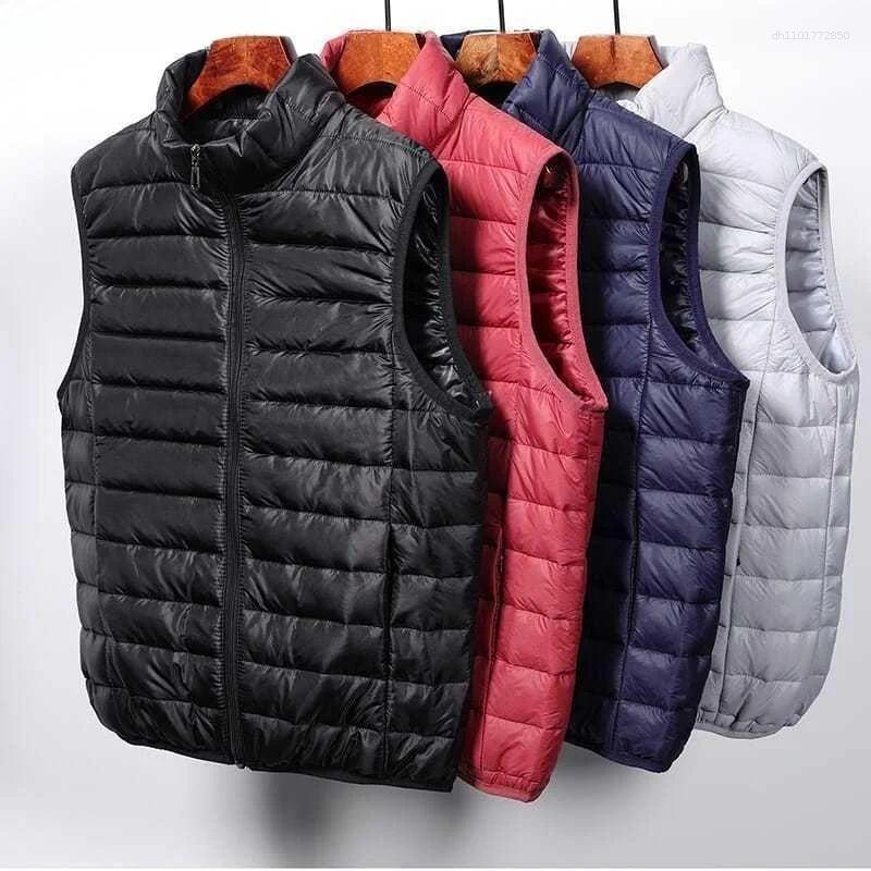 Men's Down Cotton Vest Sleeveless Lightweight Warm Stand Collar Jacket Coat Business Style Standard Fit For Middle-Aged And E...