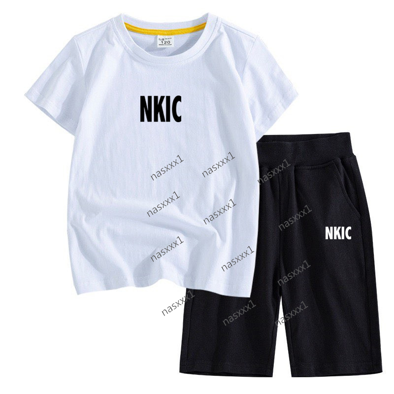 Été bébé fille vêtements ensemble enfants garçon 100% coton à manches courtes blanc noir t-shirts et shorts 2pc costume enfant haut tenues marque