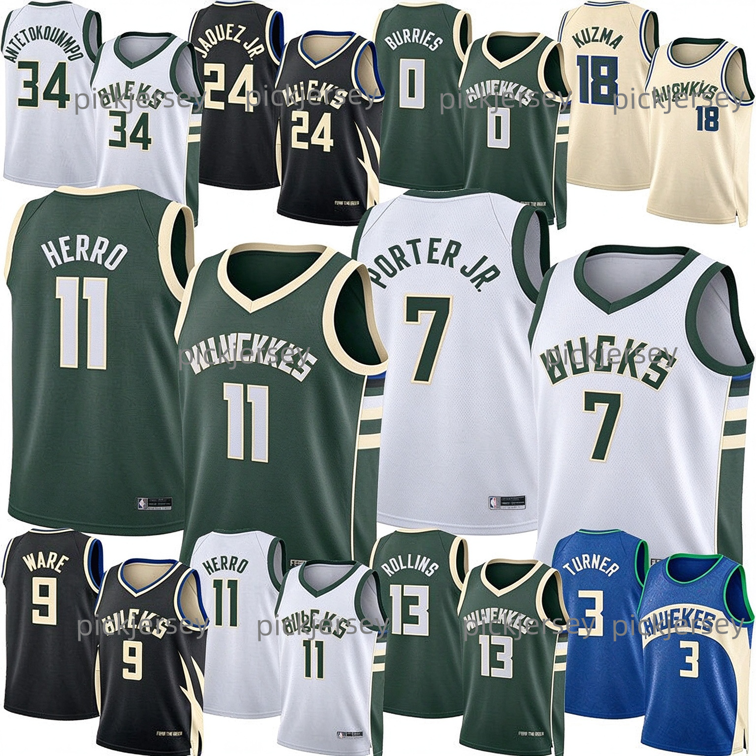 Maillot Bucks Maillot de basket-ball Milwaukees Tyler Herro Kevin Porter Jr. Ryan Rollins Brayden Burries Kyle Kuzma Giannis Antetokounmpo Nate A