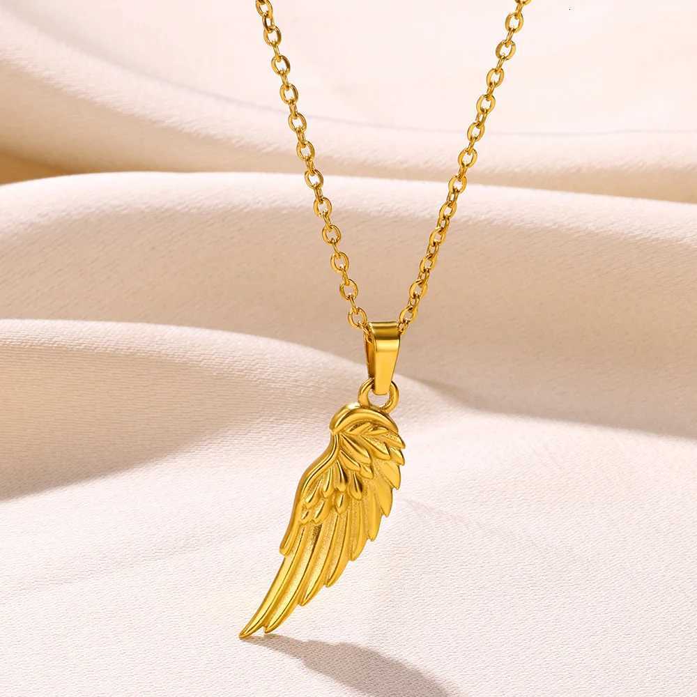 Pendant Necklaces Fashion Stainless Steel Angel Wing Pendant Necklaces for Women Unique Geometry Necklace Party Jewelry Gifts X261008