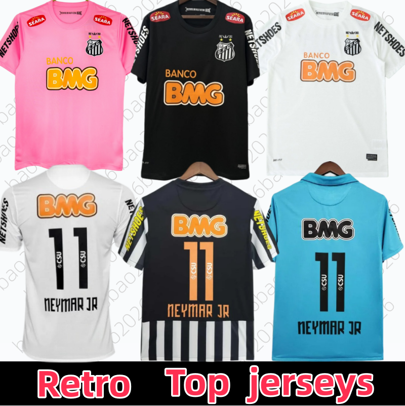 2011 2012 2013 Maillots de football rétro Santos 12 13 NEYMAR JR Accueil Blanc Manches longues AWAY camisetas de foot chemise de football classiq
