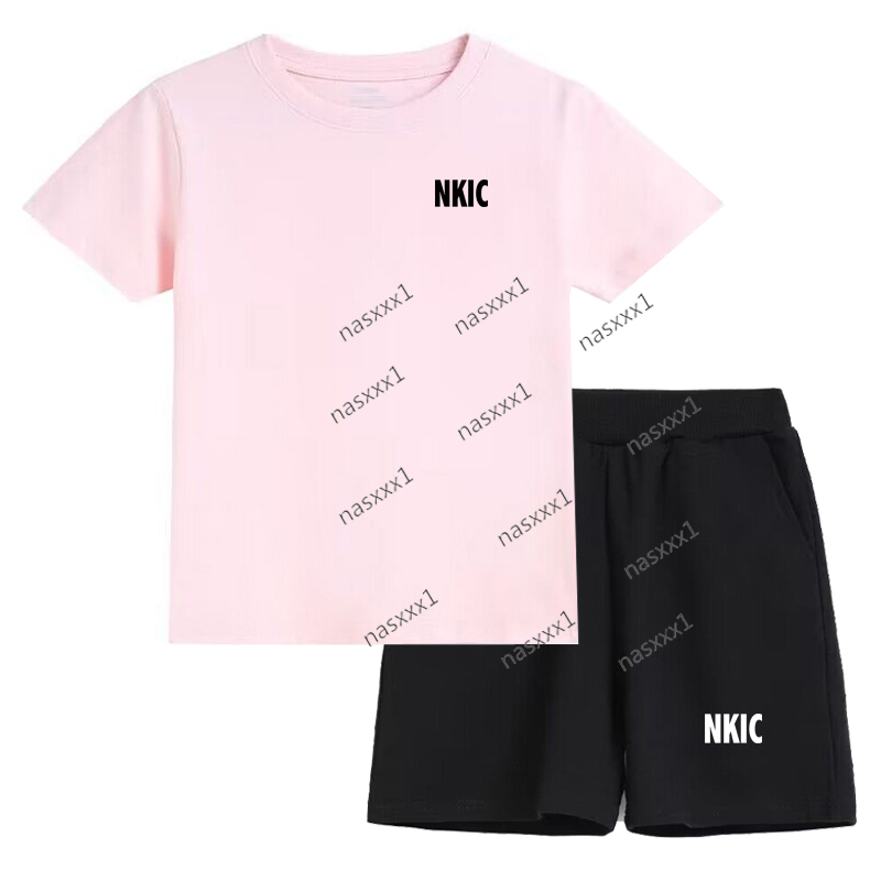 Baby Girl Boy Clothes Set Children Letter Print 100% Cotton Pink T-shirt and Short Two Pieces Suit Kid Shorts Sleeve Blue Tracksuit