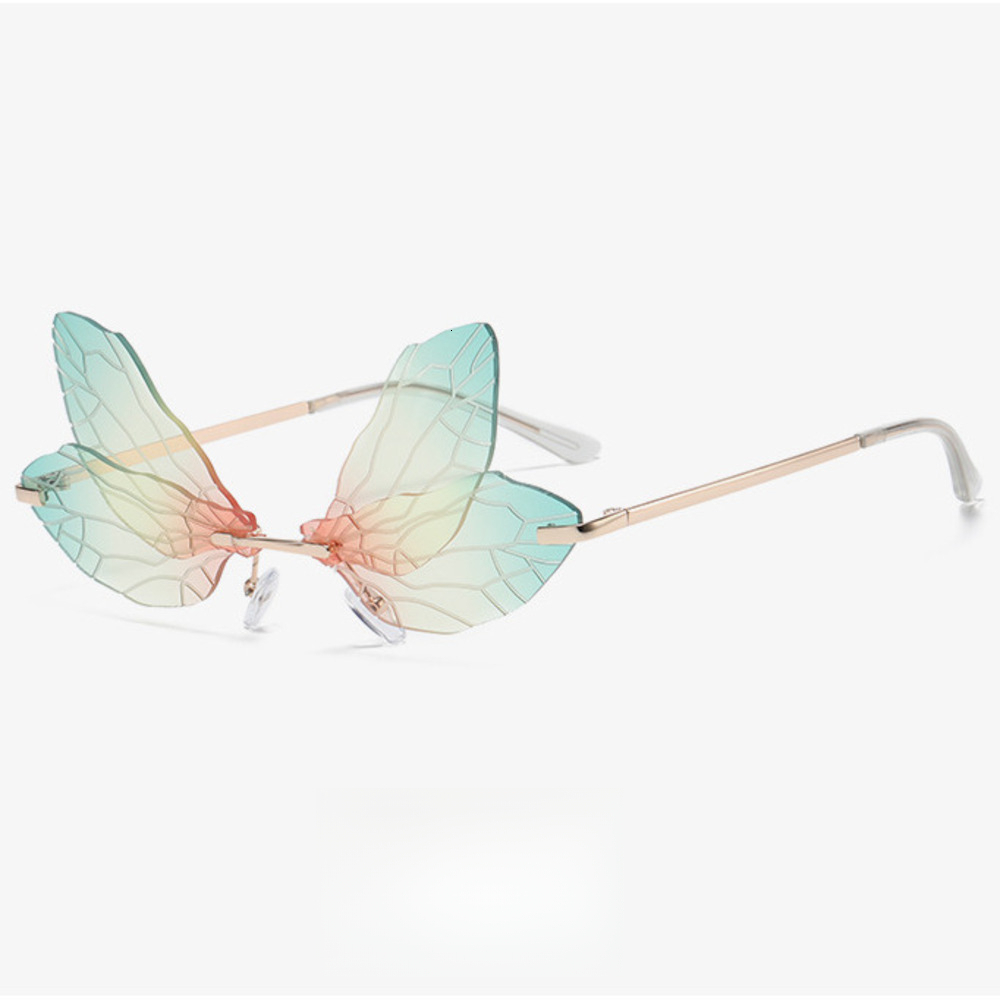 Unique Dragonfly Wing Sunglasses For Women, Party Show Exaggerated Gradient Color Sunglasses, Cross-Border Ins Internet Celebrity Glasses
