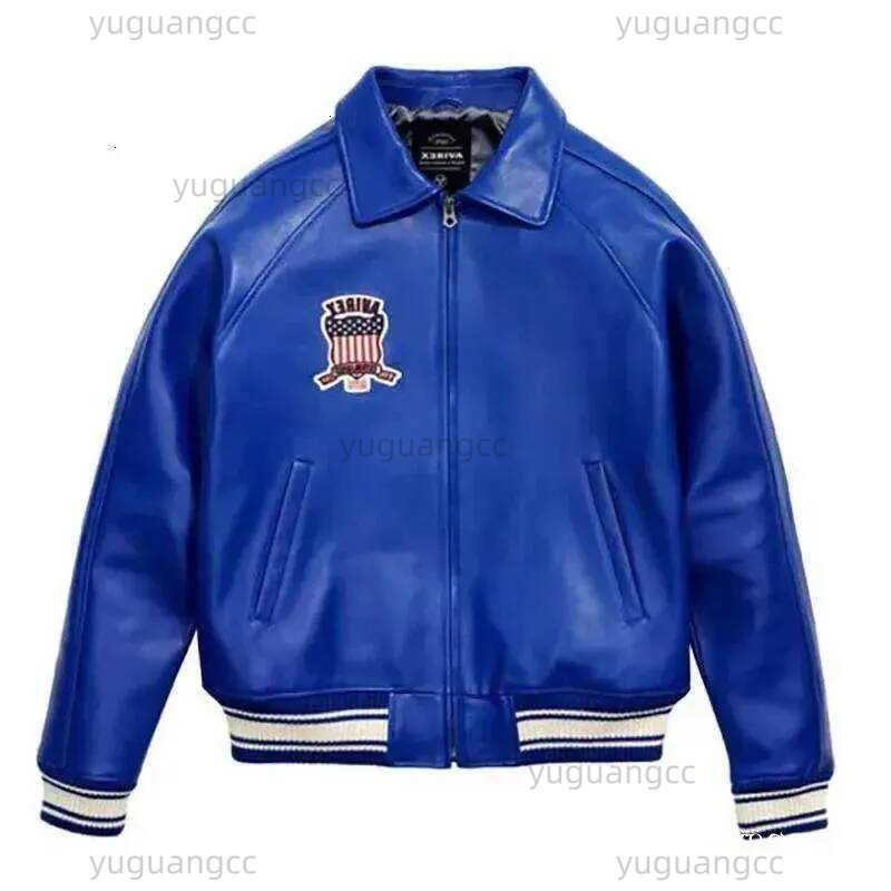 Avirex Leather Jacket Leather Coat Genuine Leather Varsity Jacket Plus Size Thick European Lambskin High Quality Embroidery Jackets Designer Avirex