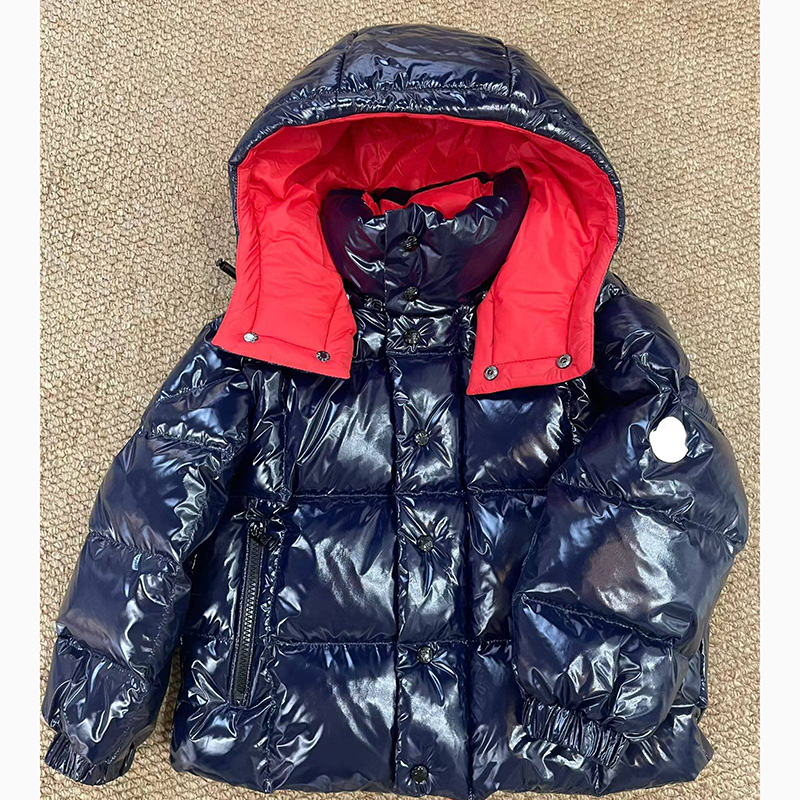 Andersen kids down jacket Kids Shiny Puffer Down Jacket Hooded Winter Coat with Red Inner Lining Water Resistant Warm Outerwear for Boys Girls