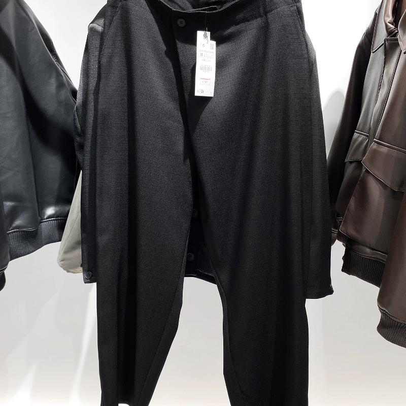 Pantalon décontracté ample taille haute pour hommes de haute qualité, coupe ballon, pantalon droit de styliste en coton mélangé noir uni