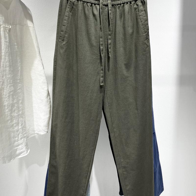 Men's Linen Cotton Casual Pants, Drawstring Elastic Waist, Straight Leg, Solid Color, Mid-rise Daily Trousers for Summer