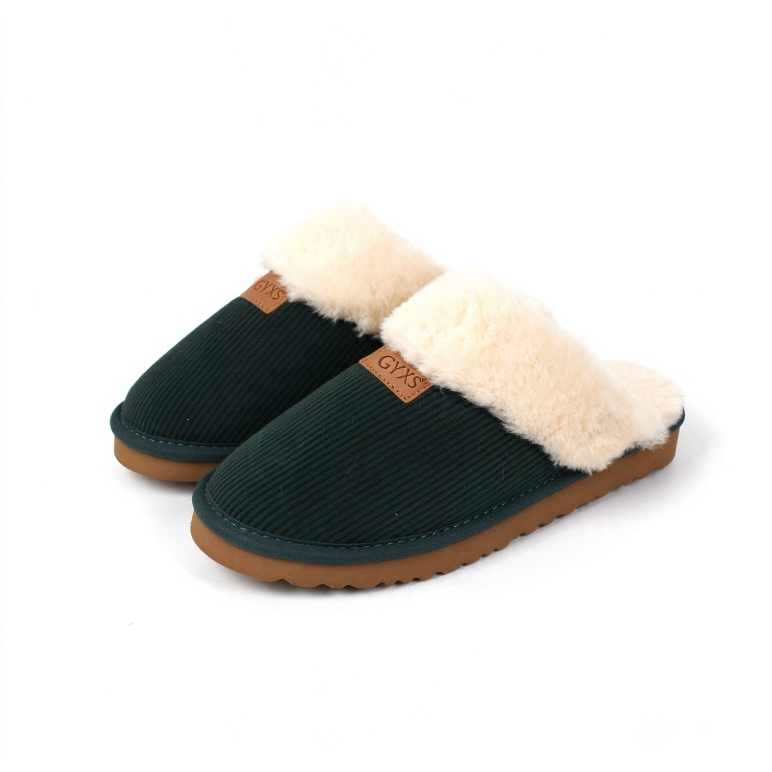 GYXS Brand Designer Shoes New winter women's thick plush indoor anti slip cotton mop keep warm home couple black pink grey men's slippers