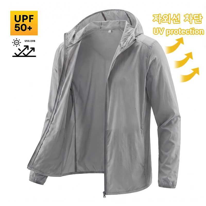 Outdoor Jackets Hoodies Men's Summer Thin Sun Protection Jacket Outdoor Zipper Hooded Loose Casual Outerwear UV-proof Breathable Quick Dry Cycl