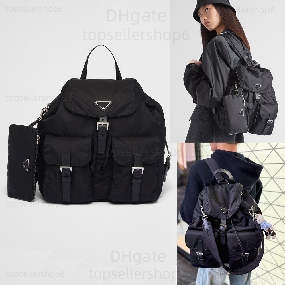 Designer men women parachute fabric re nylon saffiano Triangle plaque milano backpack satchel shoulderbag purse water-resistant bag 10A 1BZ811 1BZ67