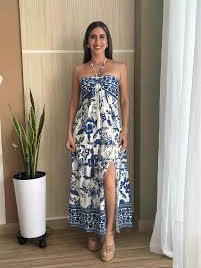 C115 Summer Fashion Split Sexy Printed Tie-Up Strapless Dress
