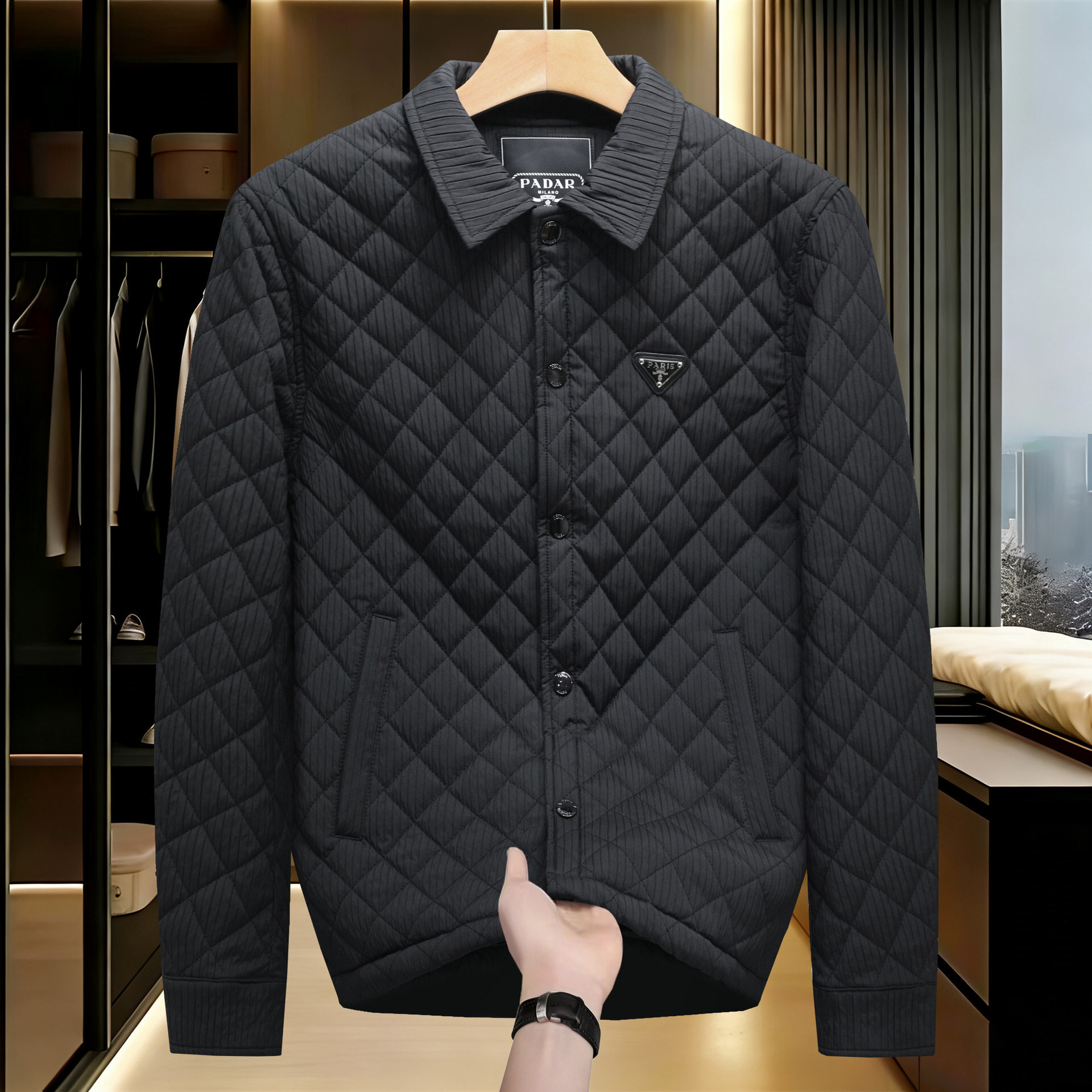 Winter New Korean Style Trendy Men S Fashion Lapel Fleece Lined Cotton Coat