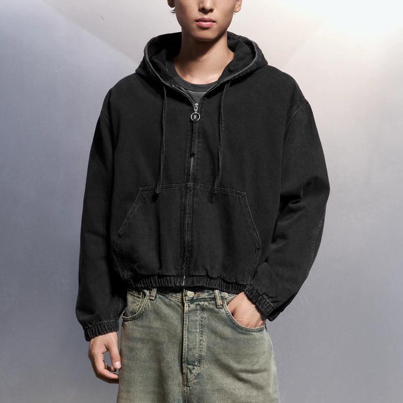Designer Washed Denim Hooded Jacket Loose Fit Short Casual Coat Spring Autumn Winter Streetwear Outerwear