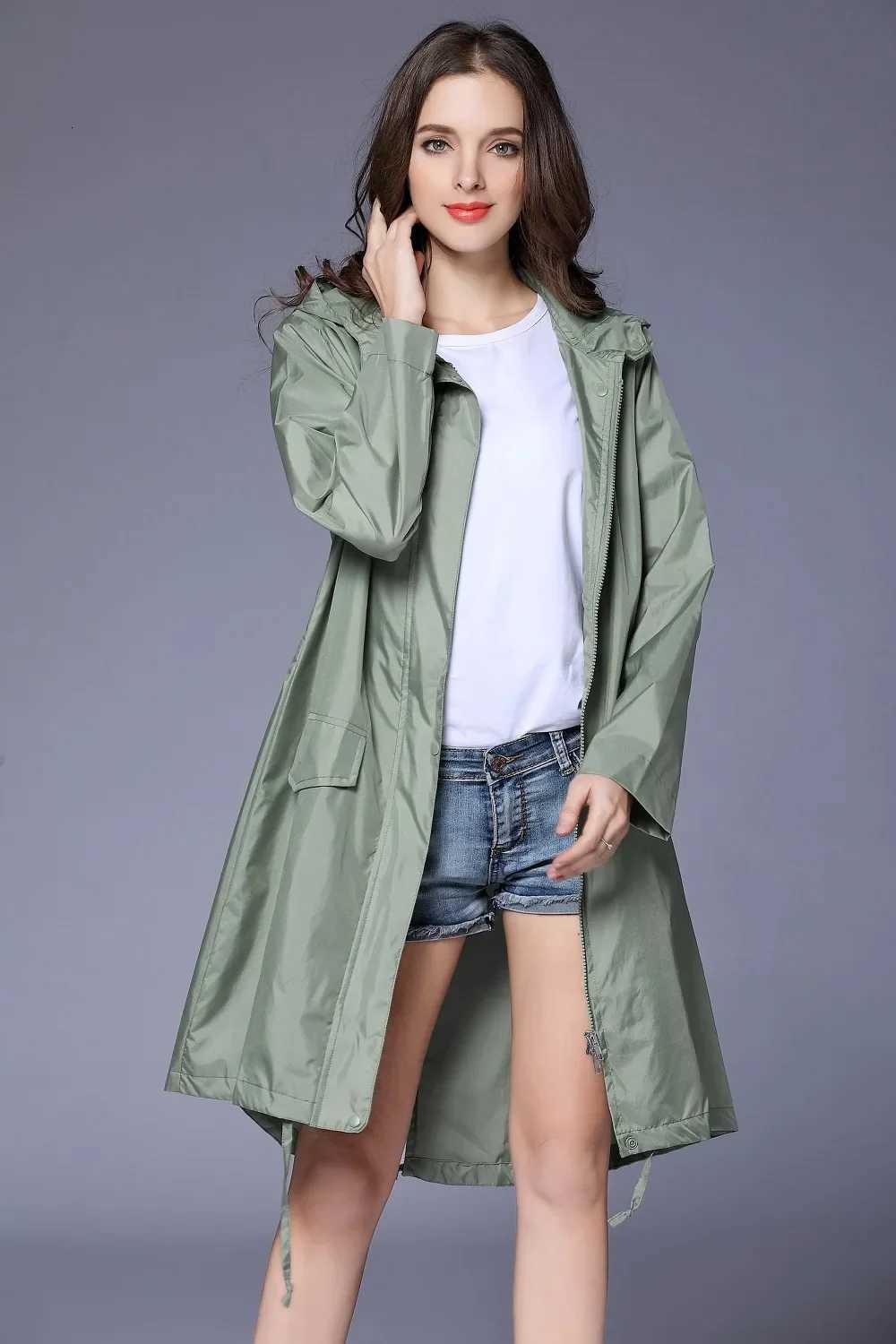 Raincoats Fashion Women Lightweight Women's Poncho Waterproof Long Raincoat Men Adults Outdoor Windproof Rain Coat Jacket Hiking RainwearW26100