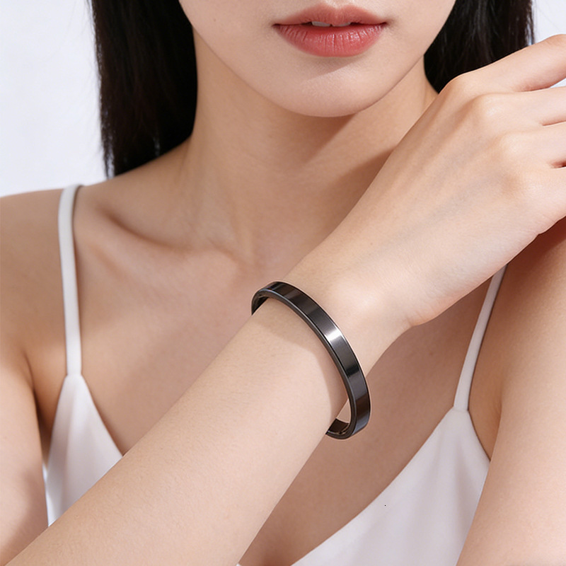 Titanium Bracelet, Unique Stylish For Women, With Sleek Black Finish And Clasp That Allows It To Be Worn While Showering; A Stainless Steel Bracelet